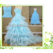 2014 neue Stil blauen Tüll Brautkleid mit Sweathreat Ausschnitt